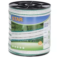 Taśma ogrodzeniowa STAR, 200 m x 20 mm, biało-zielona, Kerbl 441502 (CA 11-0607)